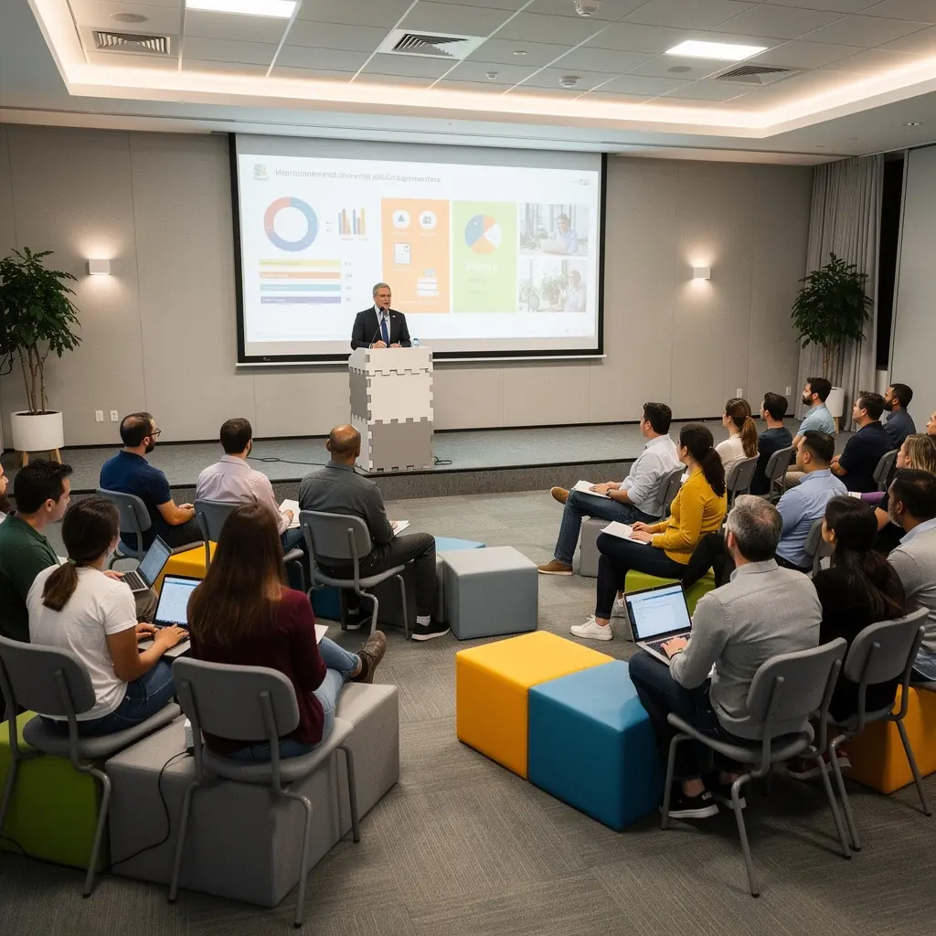 Valge ja puhas tööruum, kus on mugavad töölaud ja toolid.