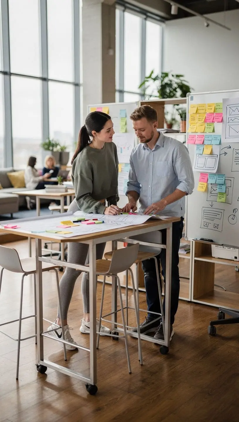 Mitmekesised istumisnurgad, mis pakuvad erinevaid töövõimalusi.